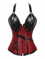 Red/Black/Brown Vintage PU Leather Halter Overbust Steampunk Corset