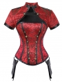 Red/Black Retro Gothic Overbust Steampunk Corset with Short Jacket