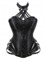 Red/Black Gothic Halter Jacquard Steampunk Overbust Corset