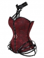 Red/Black Gothic Halter Jacquard Steampunk Overbust Corset