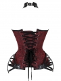 Red/Black Gothic Halter Jacquard Steampunk Overbust Corset