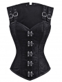 Red/Black Vintage Jacquard Overbust Steampunk Corset