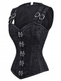 Red/Black Vintage Jacquard Overbust Steampunk Corset