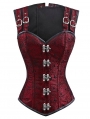 Red/Black Vintage Jacquard Overbust Steampunk Corset