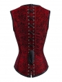 Red/Black Vintage Jacquard Overbust Steampunk Corset