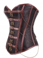 Brown Gothic Buckle Chain Overbust Steampunk Corset