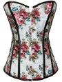 White Floral Pattern Sexy Gothic Overbust Corset