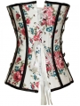 White Floral Pattern Sexy Gothic Overbust Corset