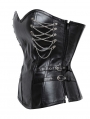 Black Gothic Chain PU Leather Overbust Corset