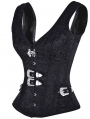 Black Jacquard Gothic Overbust Corset