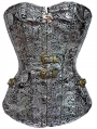 Silver Victorian Pattern Overbust Gothic Corset