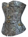 Silver Victorian Pattern Overbust Gothic Corset