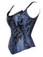 Blue/Silver Retro Pattern Gothic Victorian Corset