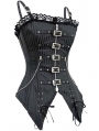 Black/Red Gothic Steampunk Stripe Overbust Corset