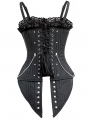 Black/Red Gothic Steampunk Stripe Overbust Corset