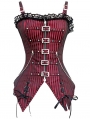 Black/Red Gothic Steampunk Stripe Overbust Corset