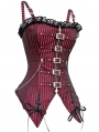 Black/Red Gothic Steampunk Stripe Overbust Corset