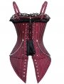 Black/Red Gothic Steampunk Stripe Overbust Corset