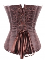 Brown PU Leather Brocade Overbust Steampunk Corset