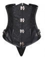 Brown/Black Gothic Retro Jacquard Underbust Steampunk Corset with Thong