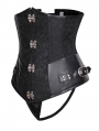 Brown/Black Gothic Retro Jacquard Underbust Steampunk Corset with Thong