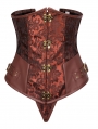 Brown/Black Gothic Retro Jacquard Underbust Steampunk Corset with Thong