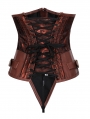 Brown/Black Gothic Retro Jacquard Underbust Steampunk Corset with Thong