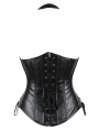 Black Halter PU Leather Underbust Gothic Corset