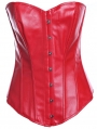 Black/Red Classic PU Leather Overbust Gothic Corset