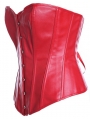 Black/Red Classic PU Leather Overbust Gothic Corset