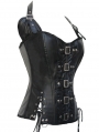 Black Gothic PU Leather Halter Overbust Gothic Corset