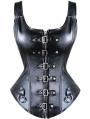 Black PU Leather Overbust Gothic Vest Corset