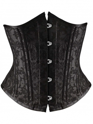 Black/White Jacquard Gothic Underbust Waist Cincher Corset