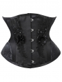 Black Vintage Rose Embroidery Waist Training Underbust Gothic Corset