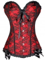 Red/Blue/Black Lace Overbust Gothic Burlesque Corset