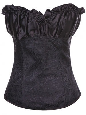 Black Jacquard Overbust Gothic Burlesque Corset