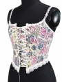 Floral Pattern Lace Up Renaissance Corset Crop Top