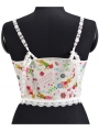 Cartoon Rabbit Pattern Lace Trim Victorian Overbust Corset Top