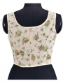 Yellow Rose Print Lace Up Vintage Victorian Corset Crop Cami Top