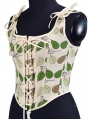 Green Leaf Print Vintage Short Overbust Victorian Corset Top