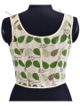 Green Leaf Print Vintage Short Overbust Victorian Corset Top