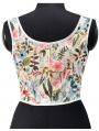 White Floral Print Retro Victorian Overbust Waist Training Corset Top