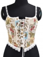 Yellow Garden Pattern Lace Trim Victorian Overbust Camisole Corset Top