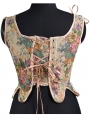 Khaki Floral Pattern Retro Victorian Bowknot Irregular Overbust Corset Top