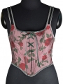 Pink Pattern Vintage Lace Up Renaissance Floral Corset Top