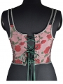 Pink Pattern Vintage Lace Up Renaissance Floral Corset Top