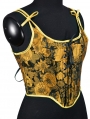 Yellow Jacquard Bowknot Side Zipper Overbust Victorian Corset Top