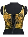 Yellow Jacquard Bowknot Side Zipper Overbust Victorian Corset Top