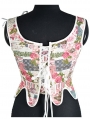 Butterfly Rose Print Vintage Victorian Lace Up Overbust Corset Crop Top