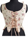 Red Rose Print Vintage Lace Up Overbust Corset Crop Top